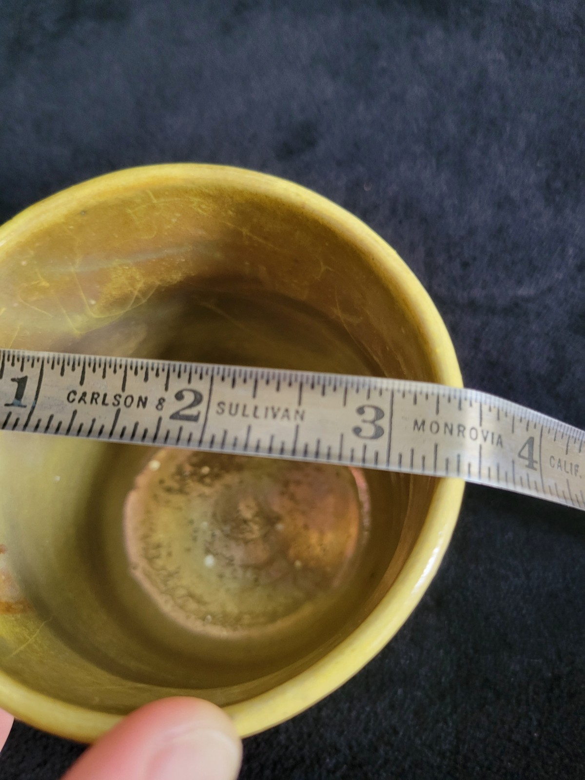 Yellow Raku Pottery Tumbler Cup Vase Signed John Charnetski Fine Art Studios