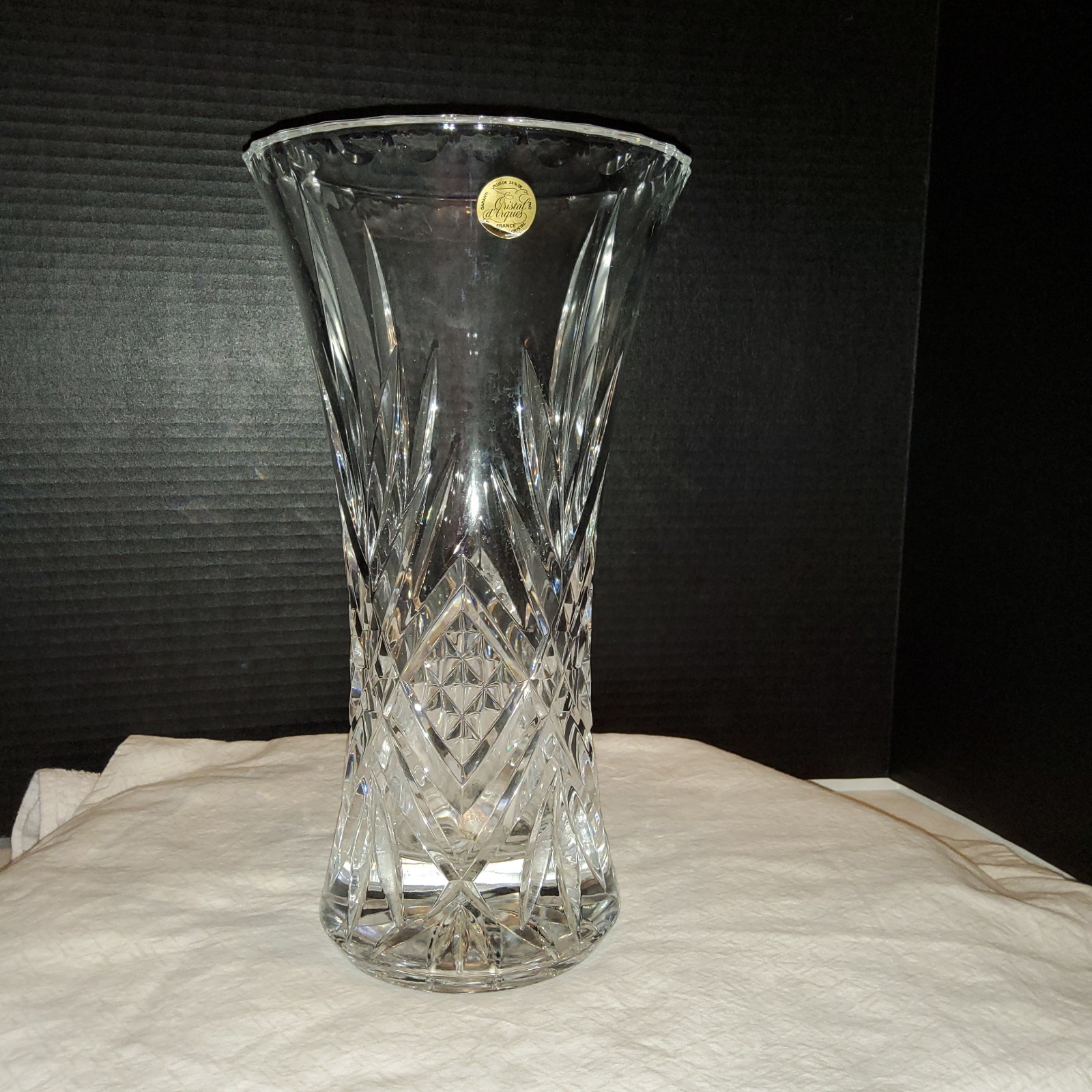 Cristal D’Arques-Durand Masquerade Crystal Cut Vase from France Vintage