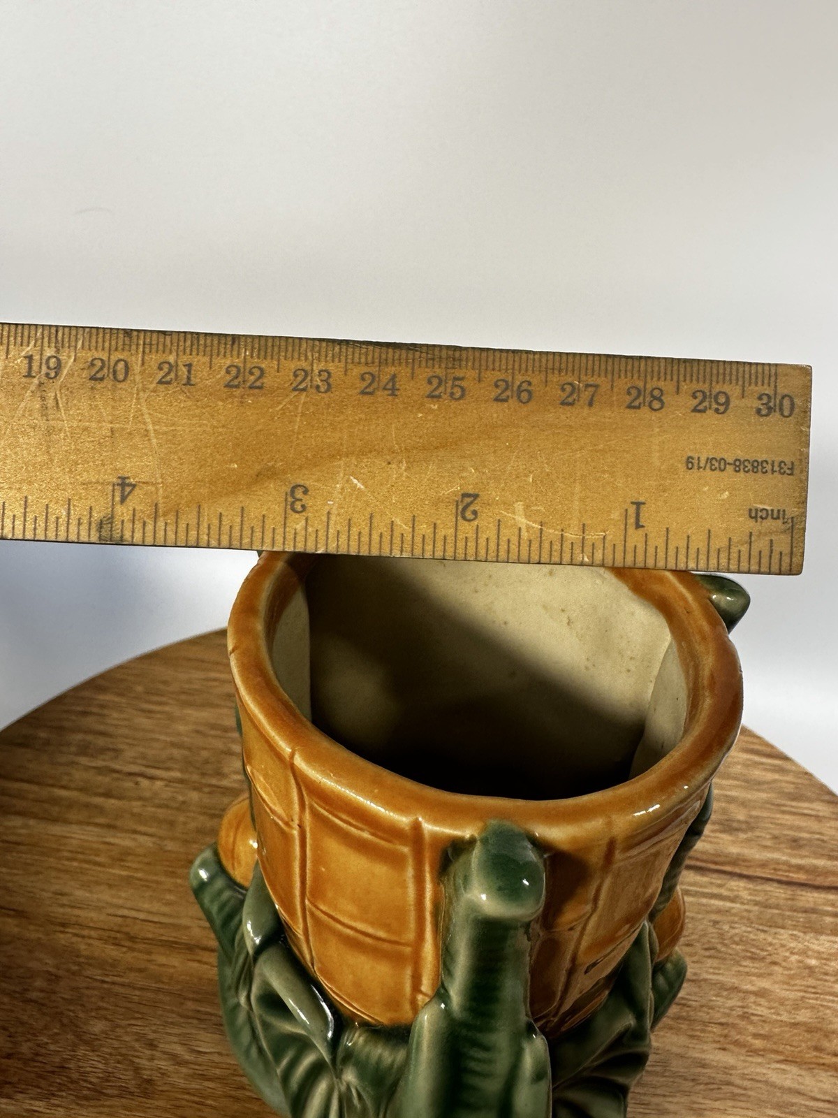 Ceramic Pumpkin & Squash Planter Glossy Green Brown Orange 6in Art Pottery
