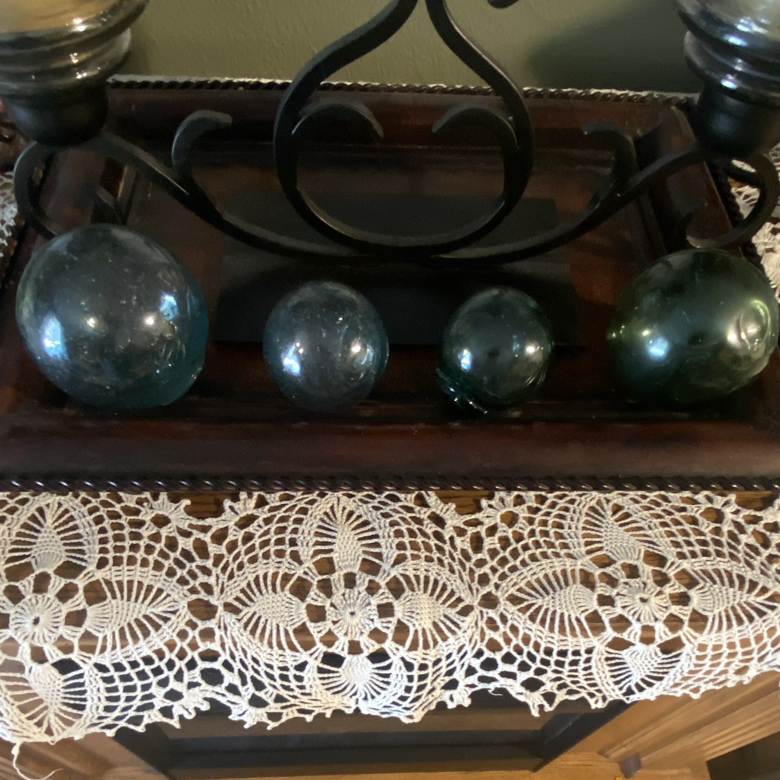 Antique Japanese hand blown glass fishing net floats (set of 4)