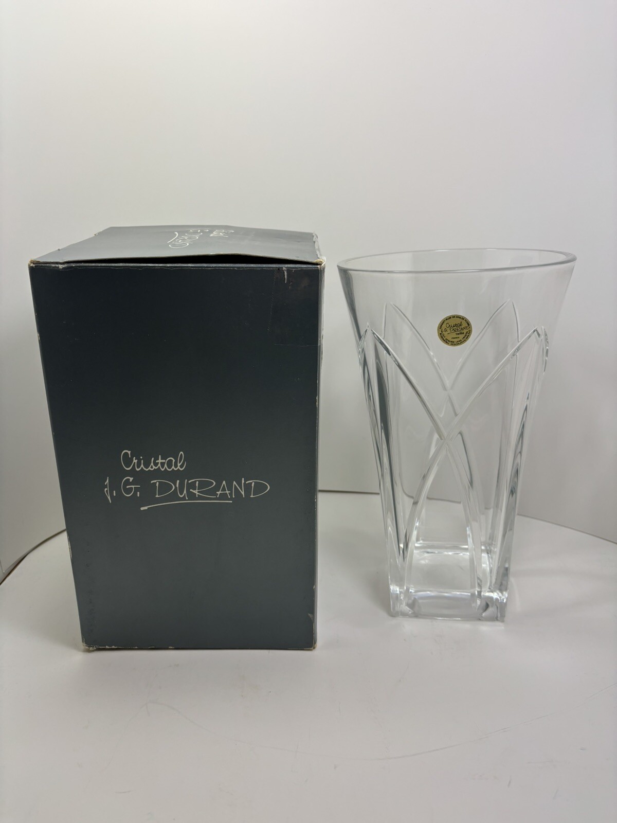 J.G.Durand Cristal d’Arques Lead Crystal Vase 9.5″ -France – In BOX