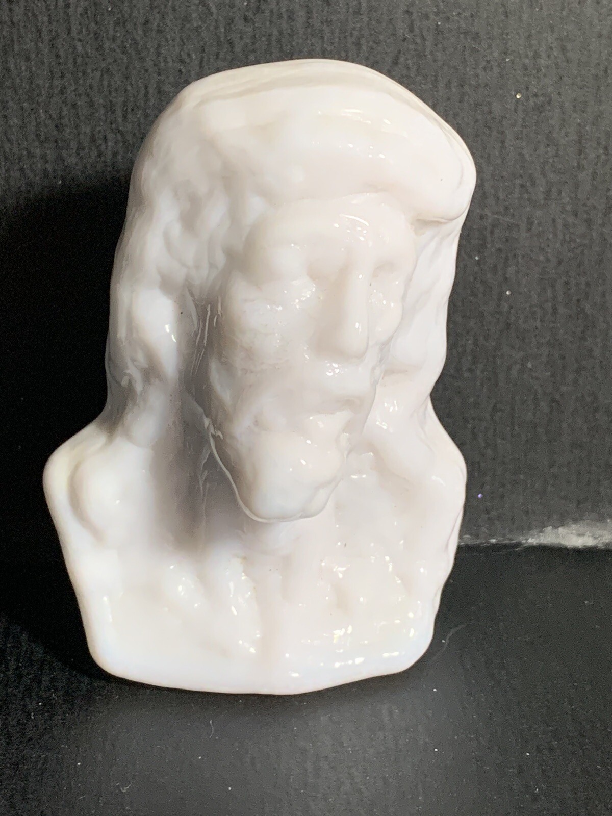 Boyd Glass Face of Jesus Christ Paperweight White Glass Signed By Bernard & Boyd