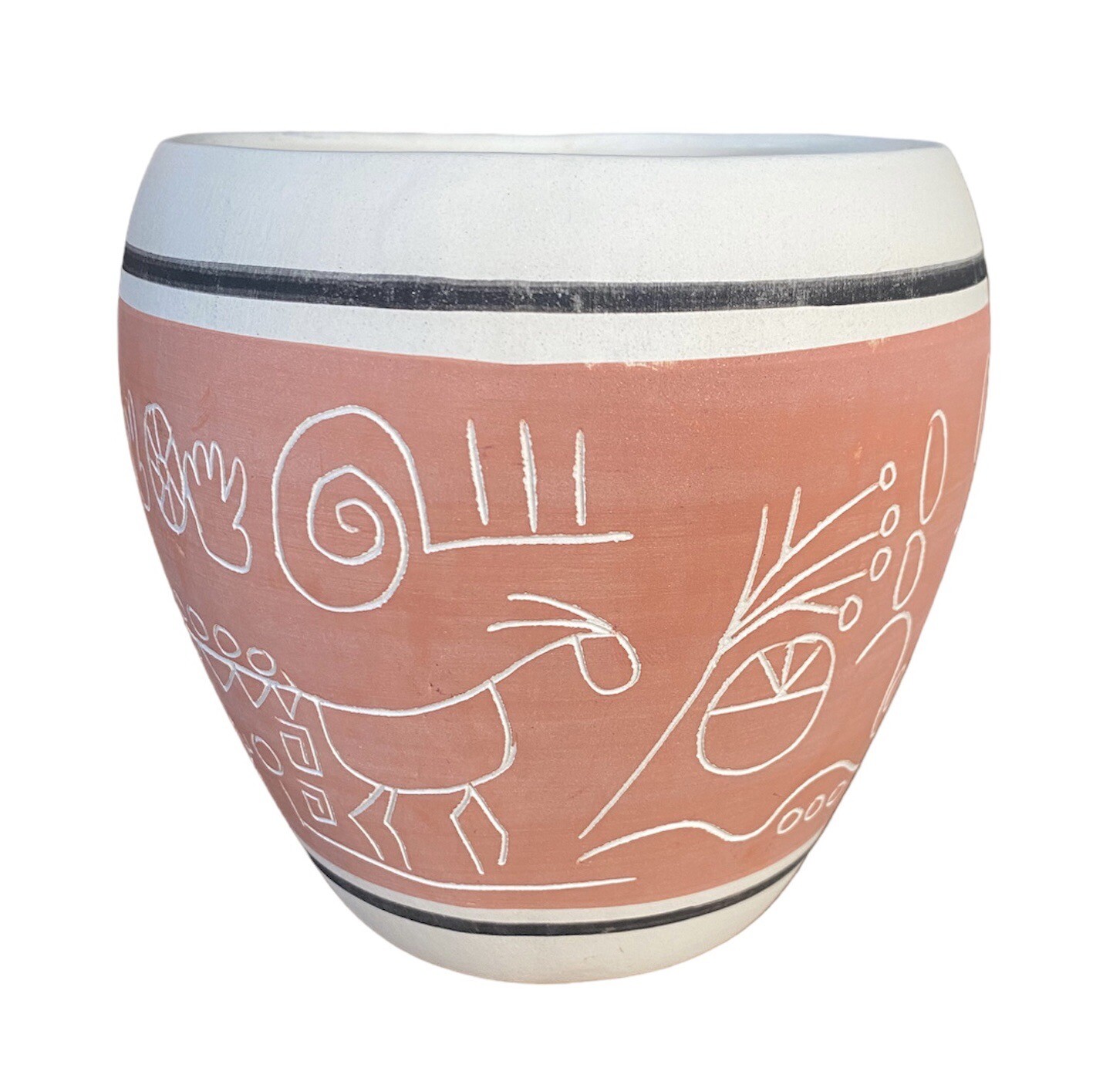 Anasazi “Ancestral Pueblo” Native American Pink Pottery Vase Signed Sagg, 5” H