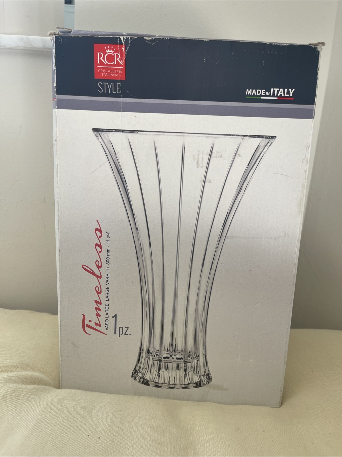 RCR Italian Crystal Glass Ultra Clear Vase Florero Luxion