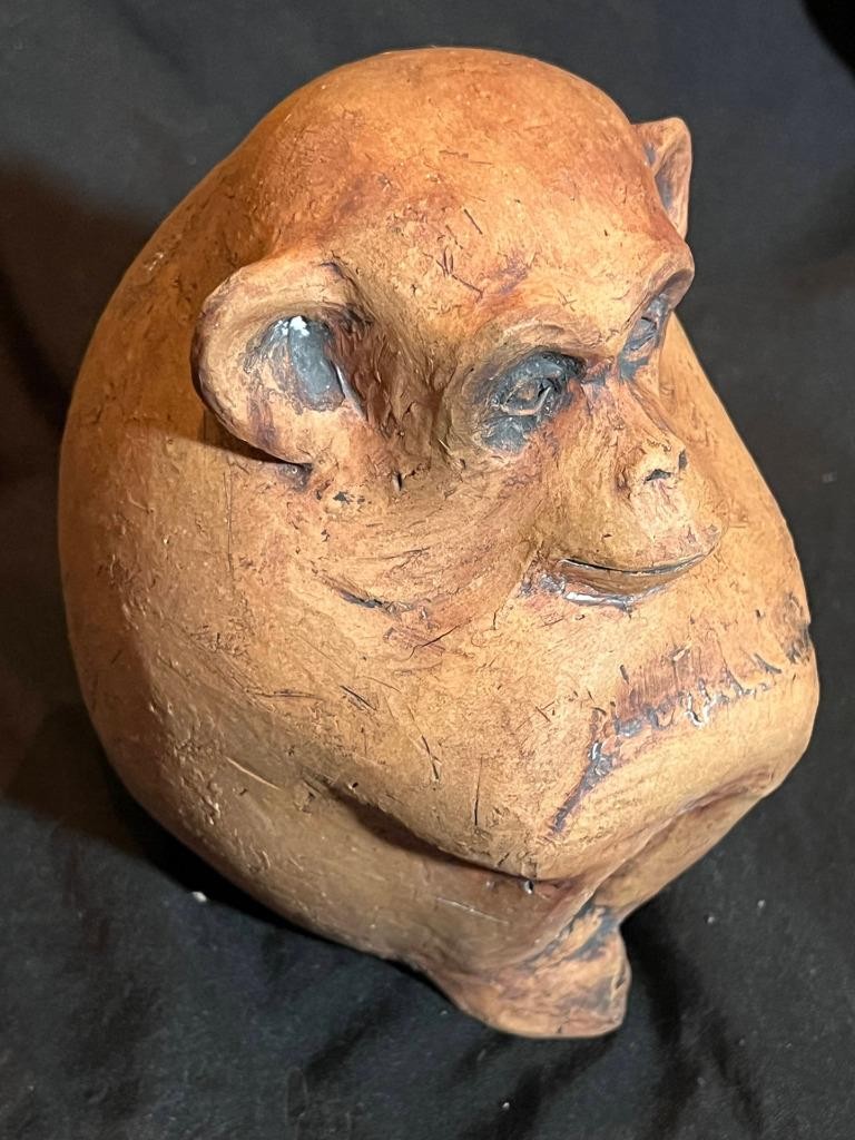 Artist Signed Studio Art Pottery Monkey Jungle Animal Sculpture Figure Statue