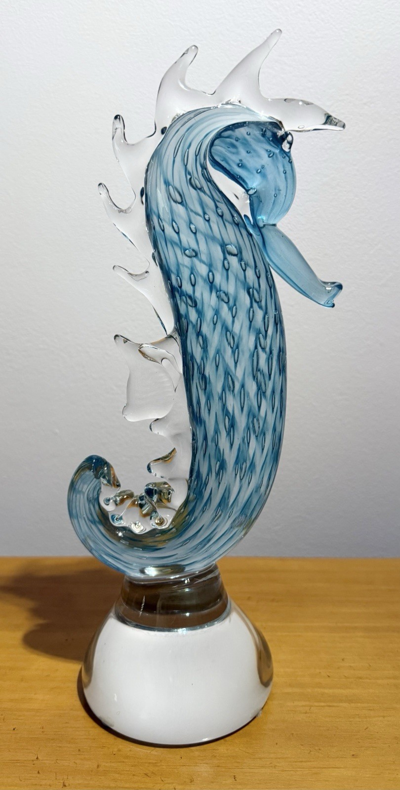 Waterford Ireland Crystal Art Glass 12” EVOLUTION CERULEAN SEAHORSE