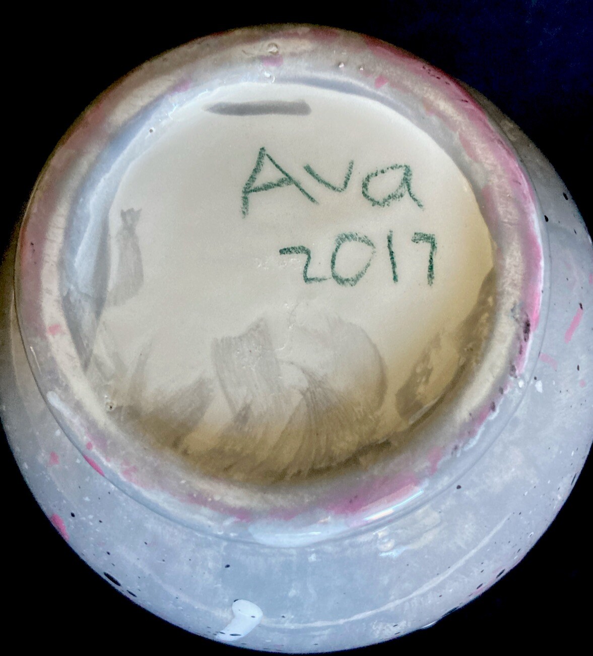 Art Studio Vase Pottery Glazed Beautiful Multi Color Abstract Signed ‘Ava 2017’