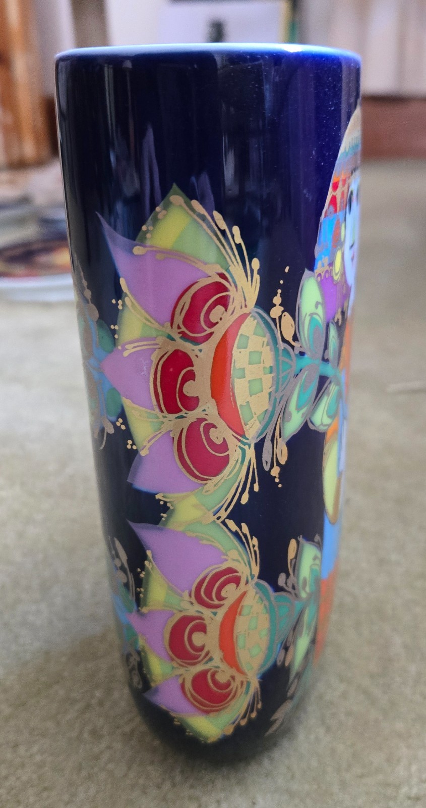 Bjørn Wiinblad Rosenthal Studio-Line Cobalt Porcelain Vase 7” Signed