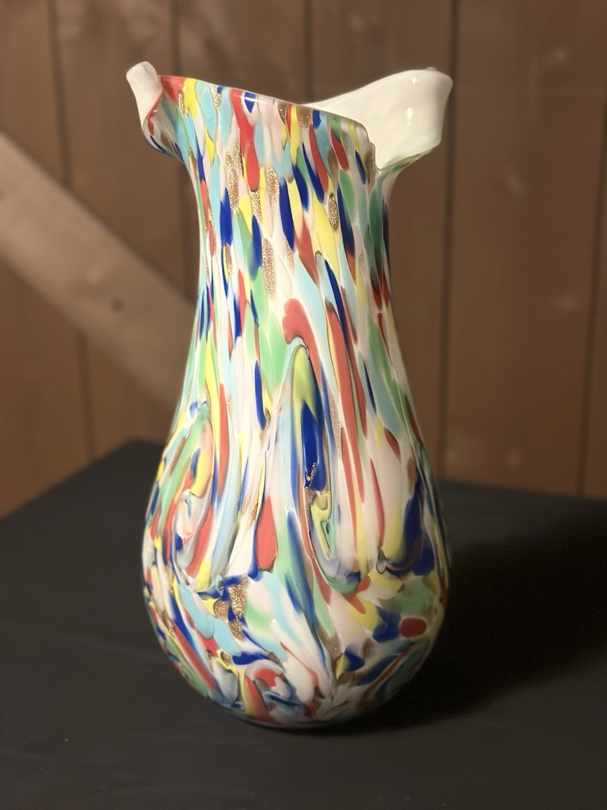 Fratelli Toso Handblown Italian Murano Glass “Apparenzia” Vase Starry Night