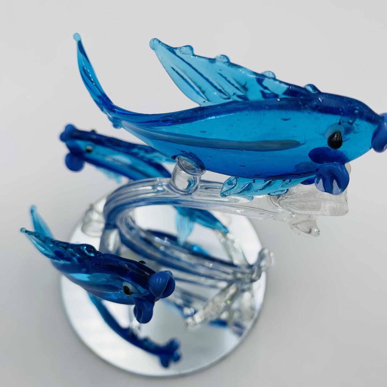 Art Glass Fish Aquarium Seascape Vintage Blown Ocean Sculpture On Anchor Stand