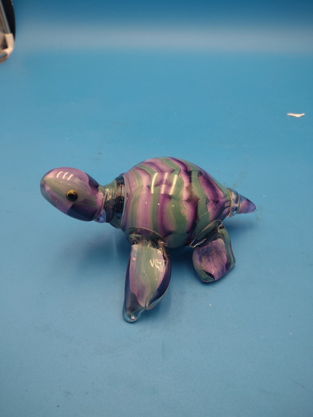 Art Glass Paperweight Purple Sea Turtle Decoration Figurine