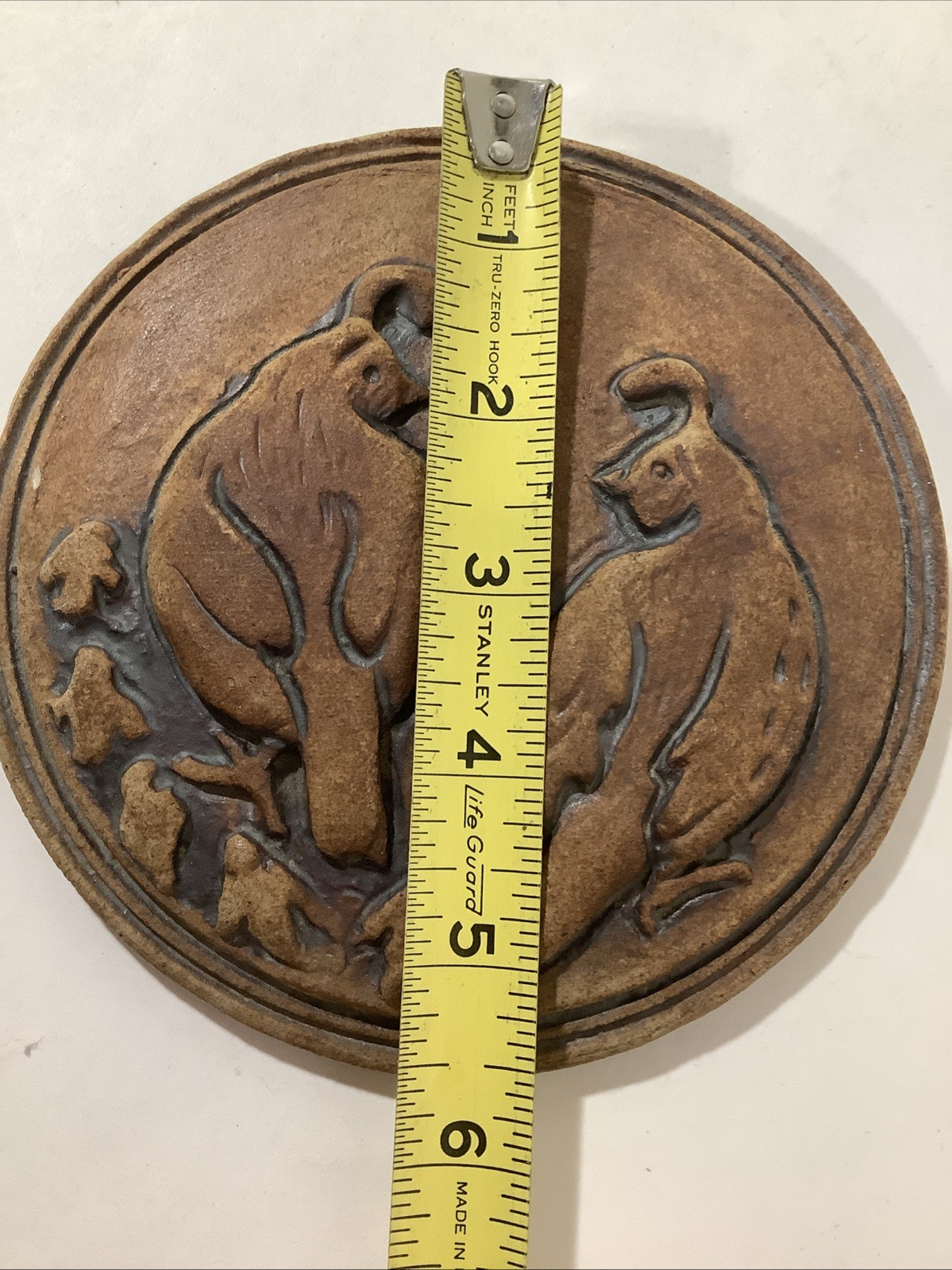 Round Wall Plaque Deanna Nichols Art Pottery Quail Bird Brown Artist Signed 5.5”