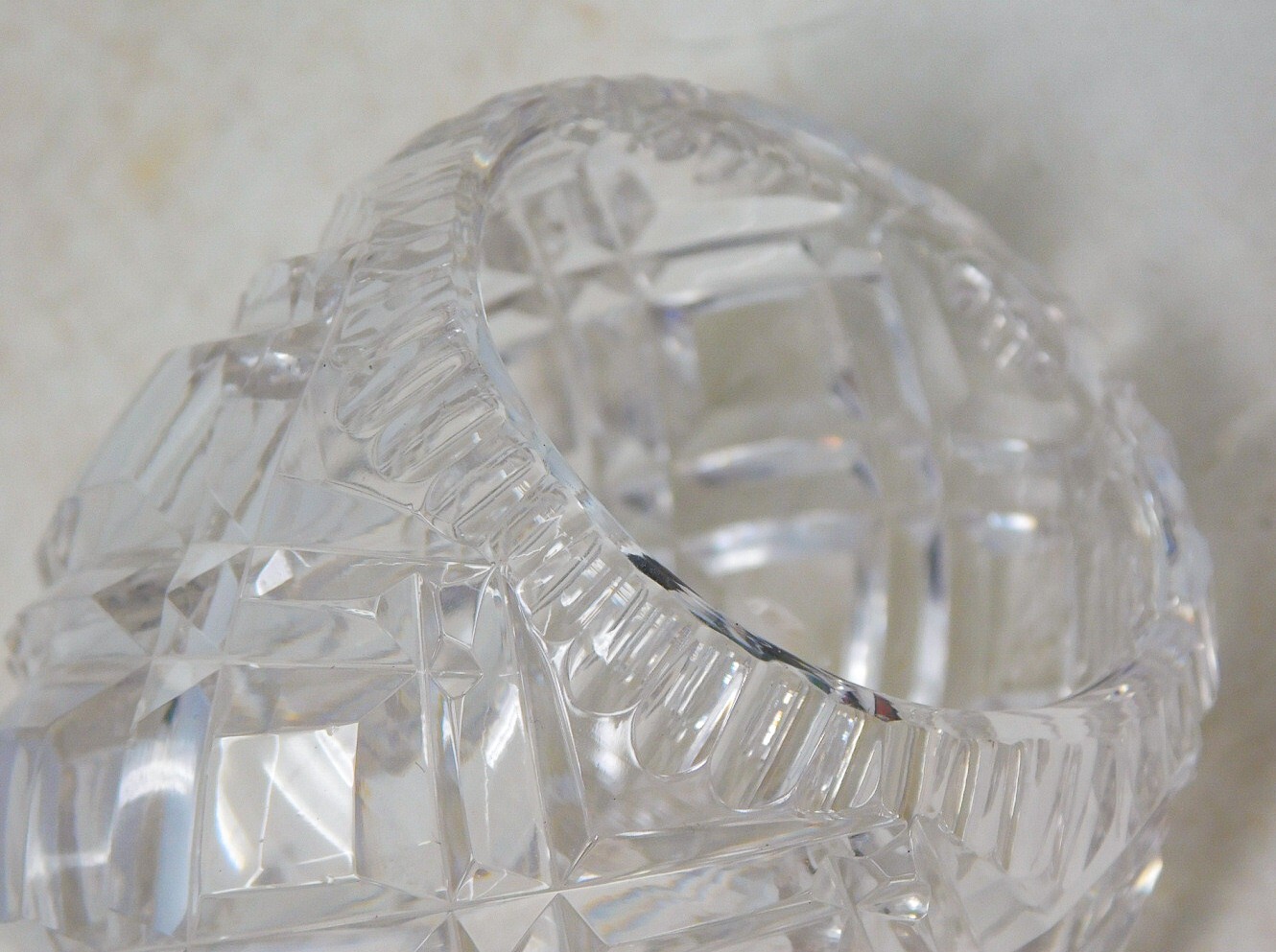 Matched Pair Car Vases Antique Cut Crystal Glass 6″ tall Perfect Condition