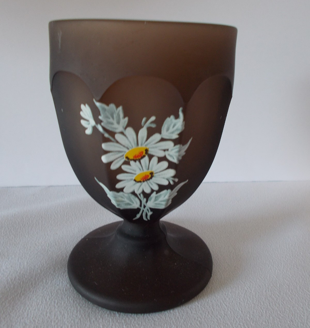 Westmoreland Glass Brown Satin painted daisies Bottom only of 1/2 pound Candy
