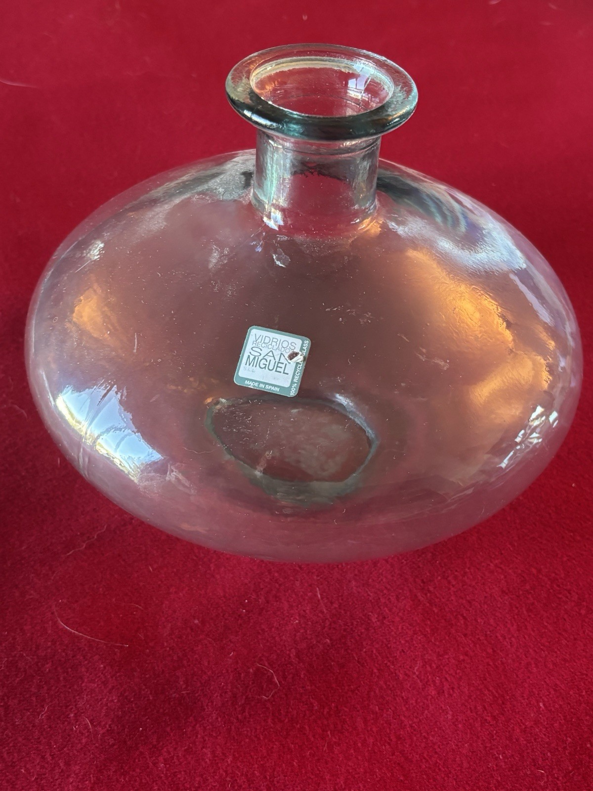 Vidrios Reciclados San Miguel Recycled Glass Flat Oval Bottle Vase Spain