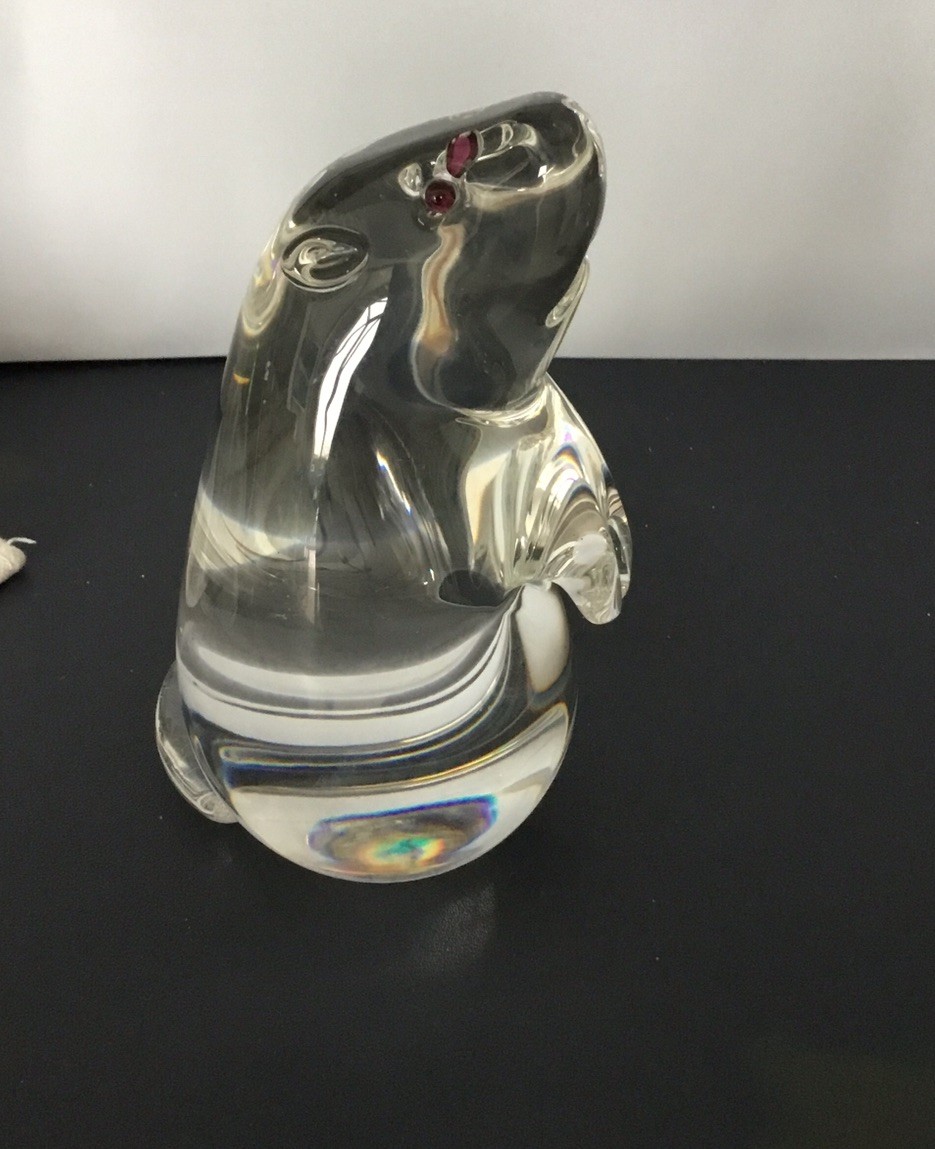 Steuben Large Standing Beaver Figurine Lloyd Atkins 6.5”