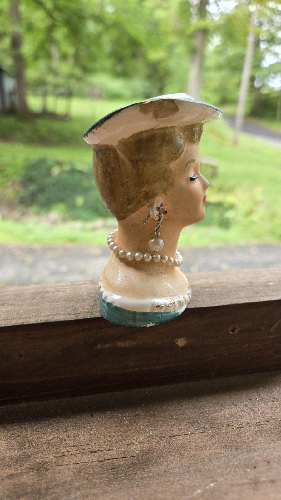 1950s Lady Head Vase Succulent Planter 3.25 Inches Tall