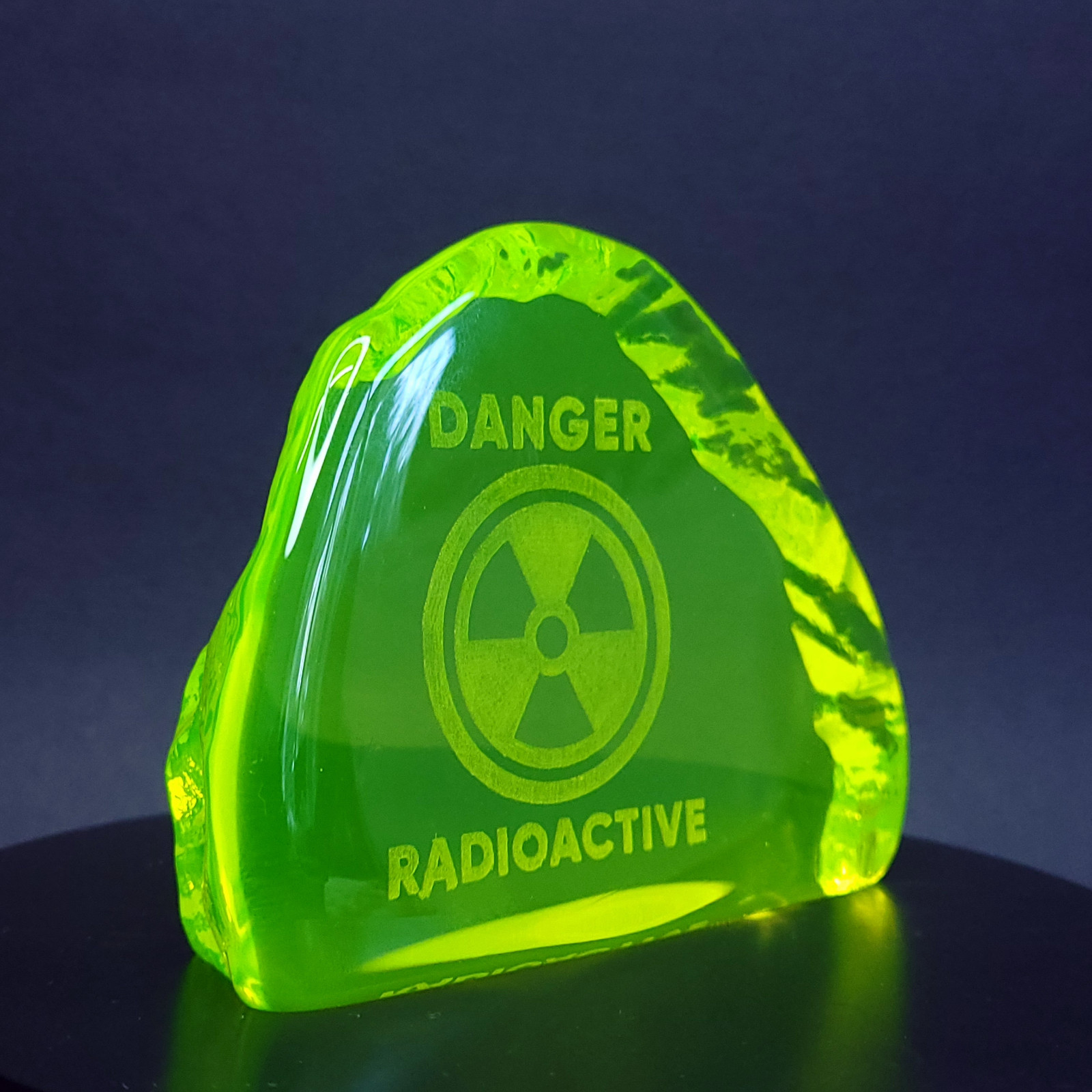 Rare Uranium Glass Figurine Vaseline Yellow Glass Statuette Rock Art Glass
