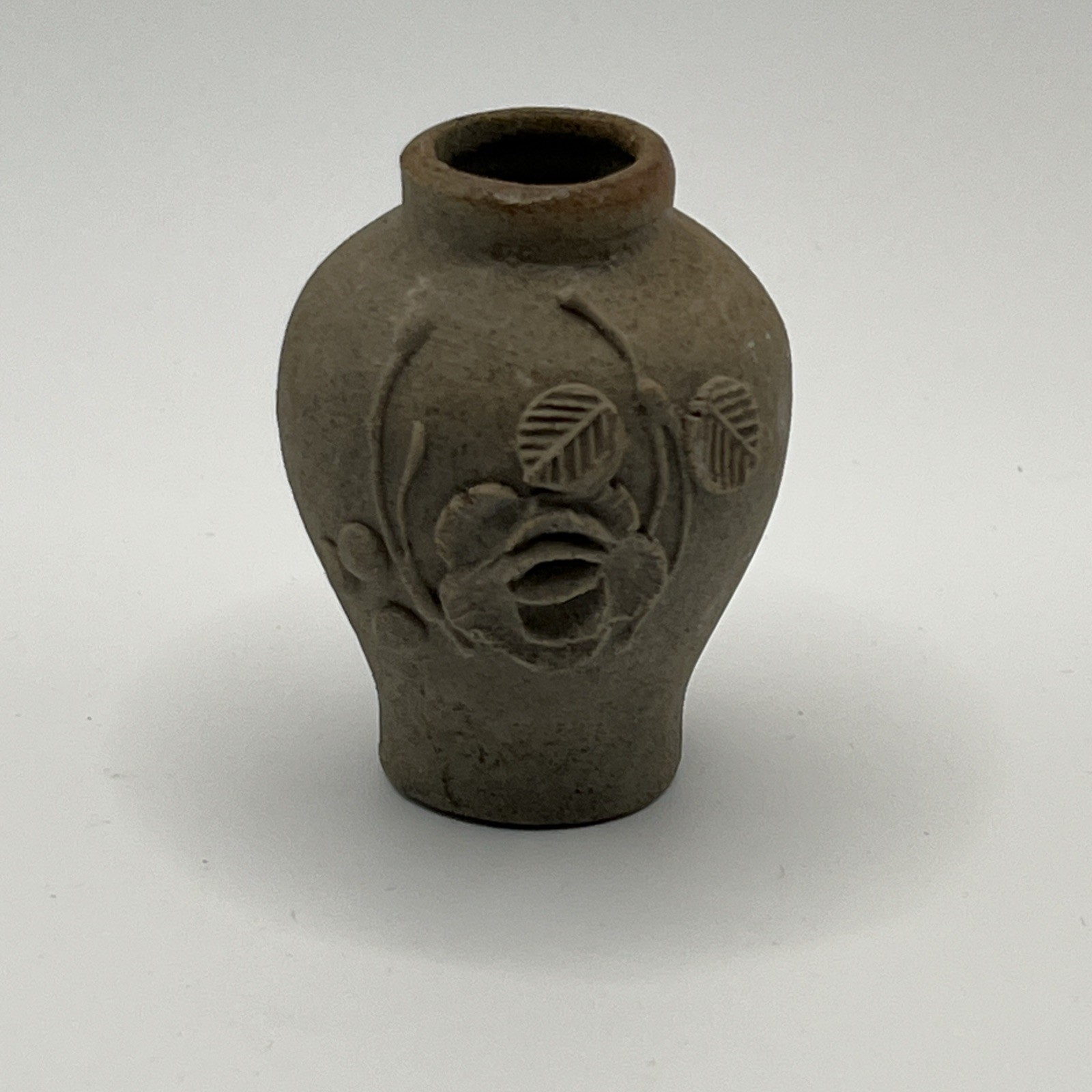 Vintage Hotel Tugu Indonesia Miniature Pottery Vase Signed Art Stoneware 2.25″