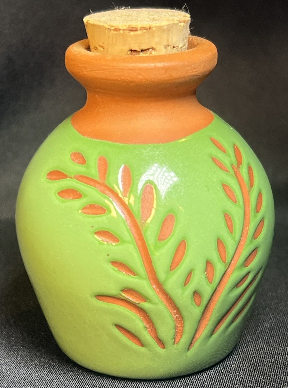 Vintage 2 7/8’’ Red ware Redware pottery Clay Glazed Floral small vase