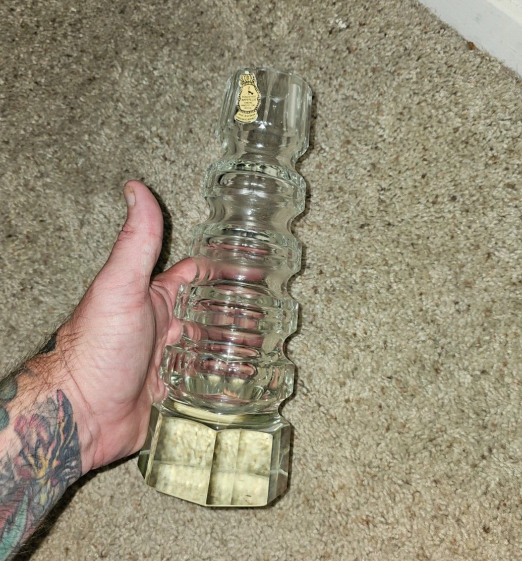 Vintage Imperlux Glass Crystal Mid Century Modern Vase Octagonal 9.75″