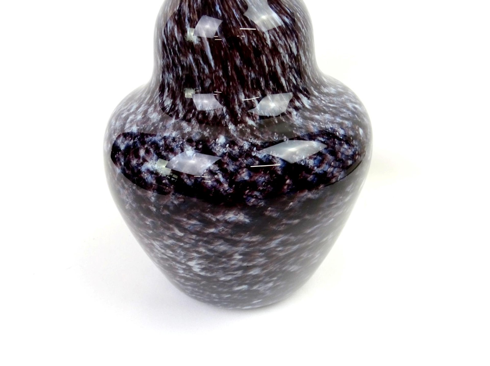 David Funk Signed Art Glass Amethyst Galaxy Swirl Large 10 3/4″ Vase 1970s