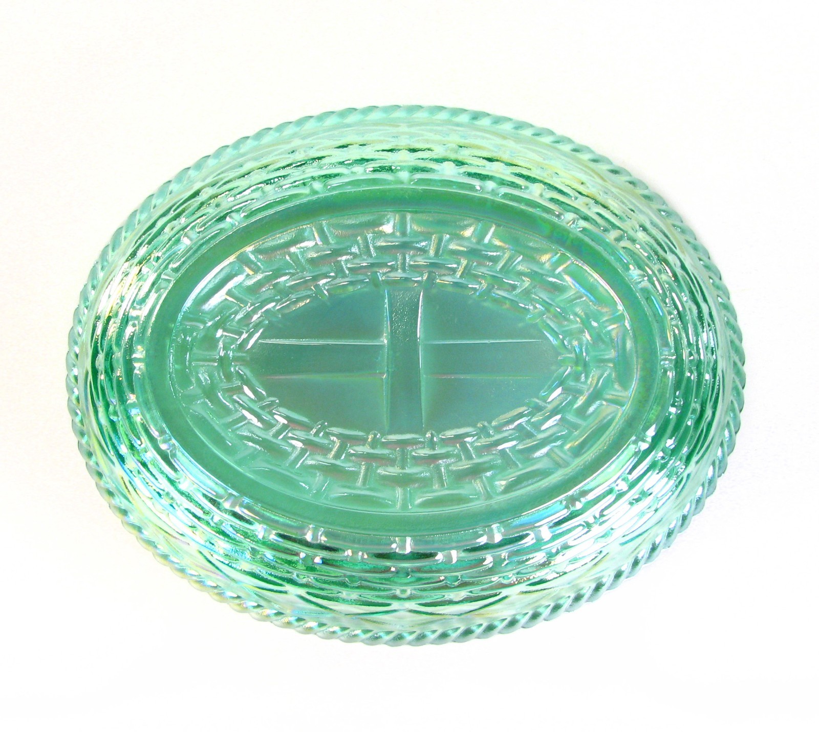 Westmoreland Glass for Levay – Emerald Green Carnival Lion Covered Dish -c. 1978
