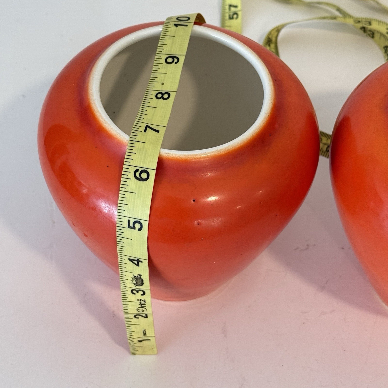 Vintage Meric Art Orange Mid Century Modern Vase Set Of Two Sleek Table Vase