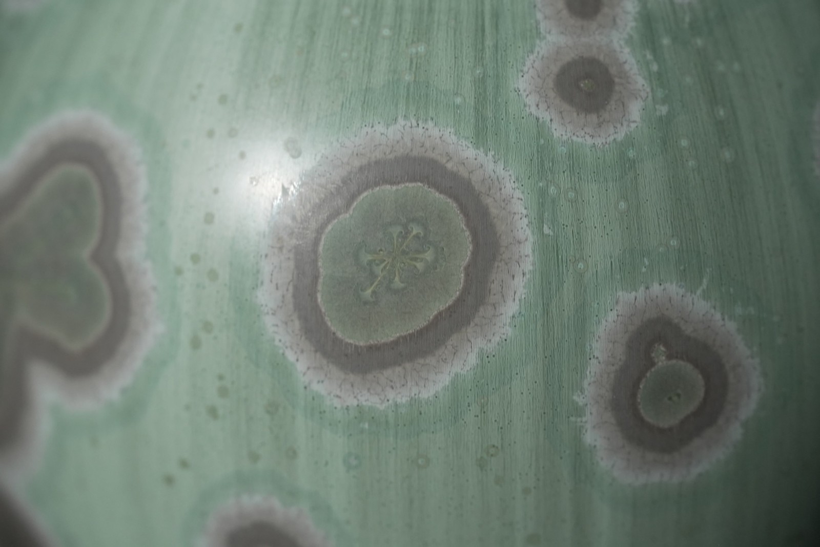 Crystalline Glaze Porcelain Vase 7.5″ Green Acid Wash, Hand Thrown, Studio