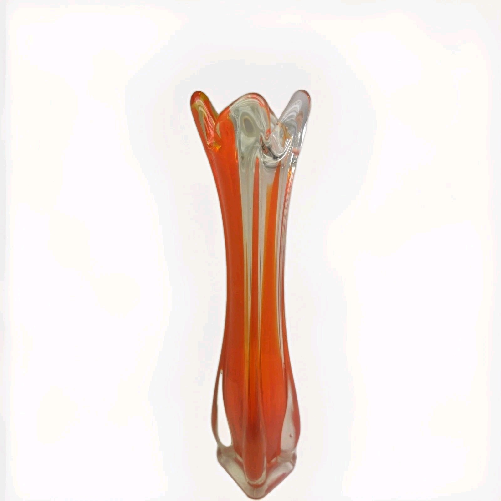 Kreiss Art Glass Vase Pulled Finger Rim Hand Blown Mid Century