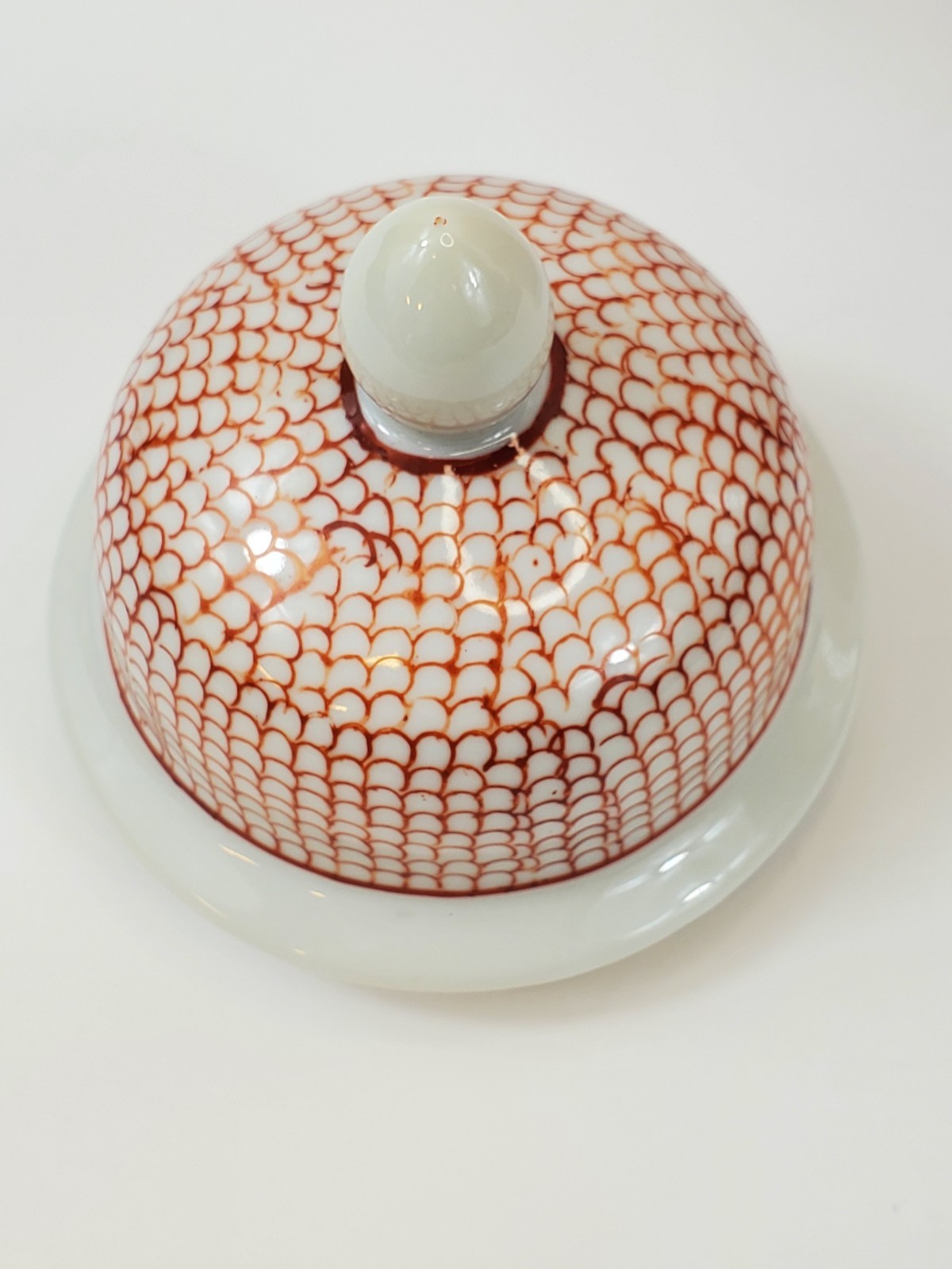 Vintage Nora Fenton Red & White Ginger Jar w/Lid Hand Decorated Hong Kong