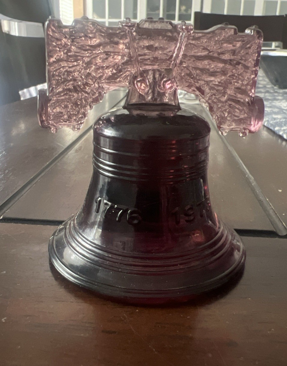 Mosser Bicentennial LIBERTY BELL Amethyst Glass Paperweight VTG