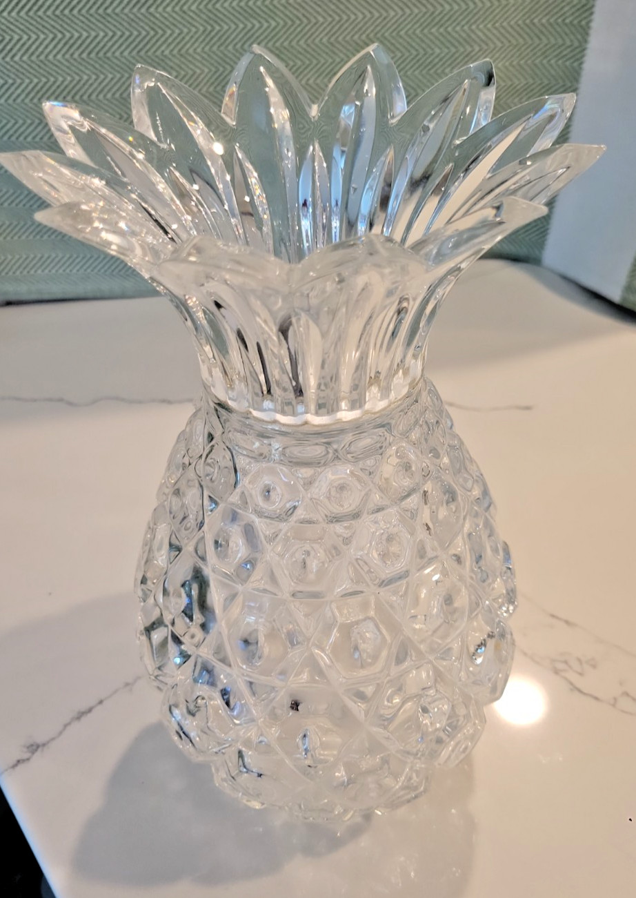Crystal 10″ Pineapple Vase Heavy and Unbranded