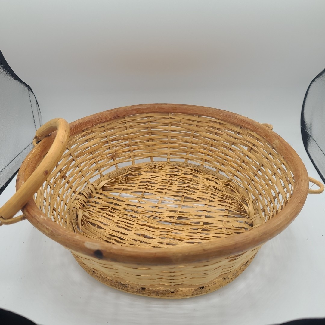 Anchor Hocking Amber Brown 2 QT Oval Casserole Dish #433 Wicker Basket No Lid