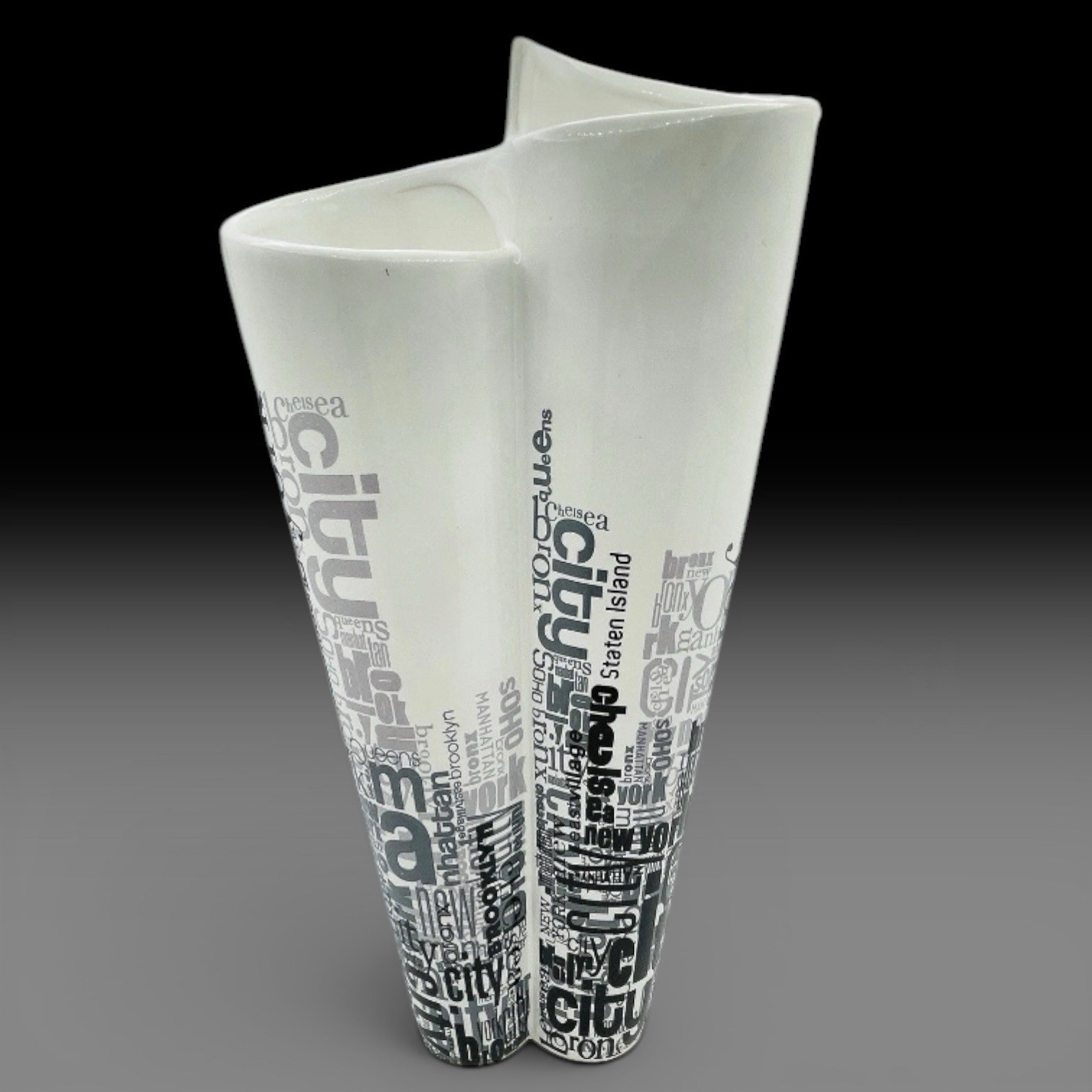 New York Studio Collection Ceramic Double Vase NYC Theme 14.5”