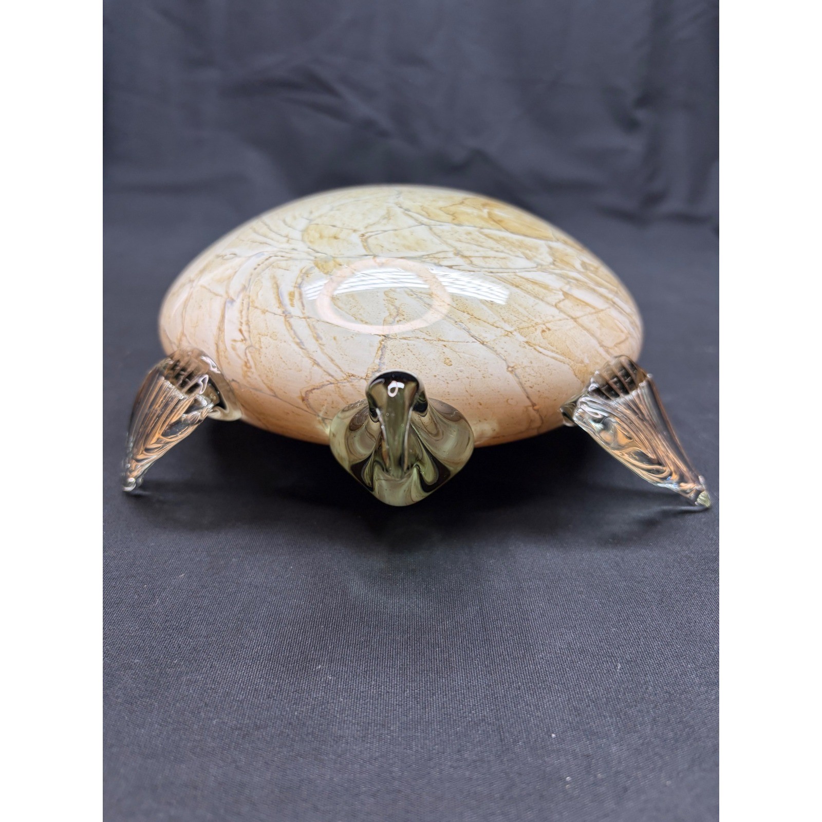 Jozefina Krosno Poland hand-blown art glass sea turtle sculpture, beige shell