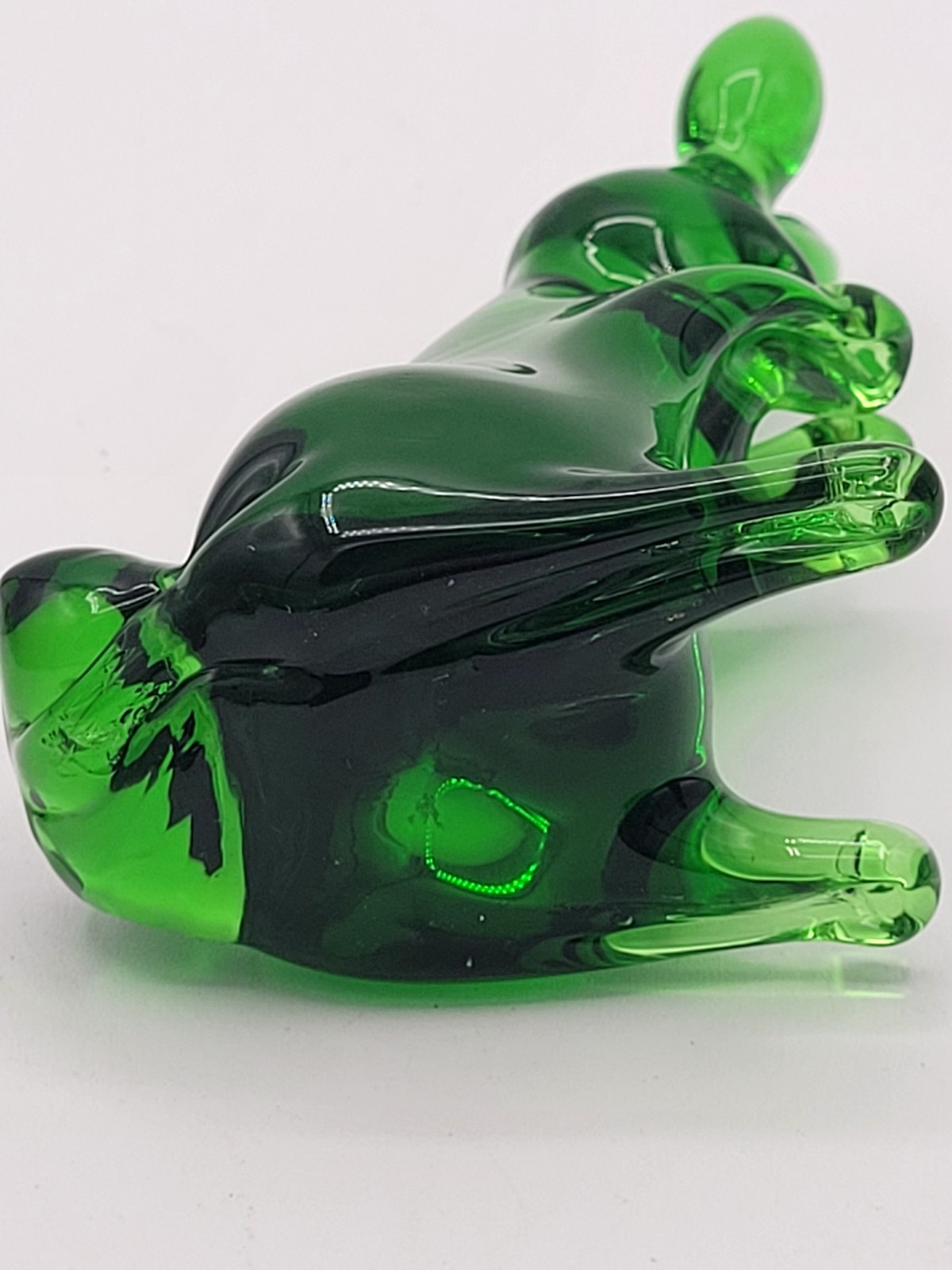 Kanawha Emerald Green Art Glass Rabbit Hand Blown Figurine 4.5″ X 2.5 Mint