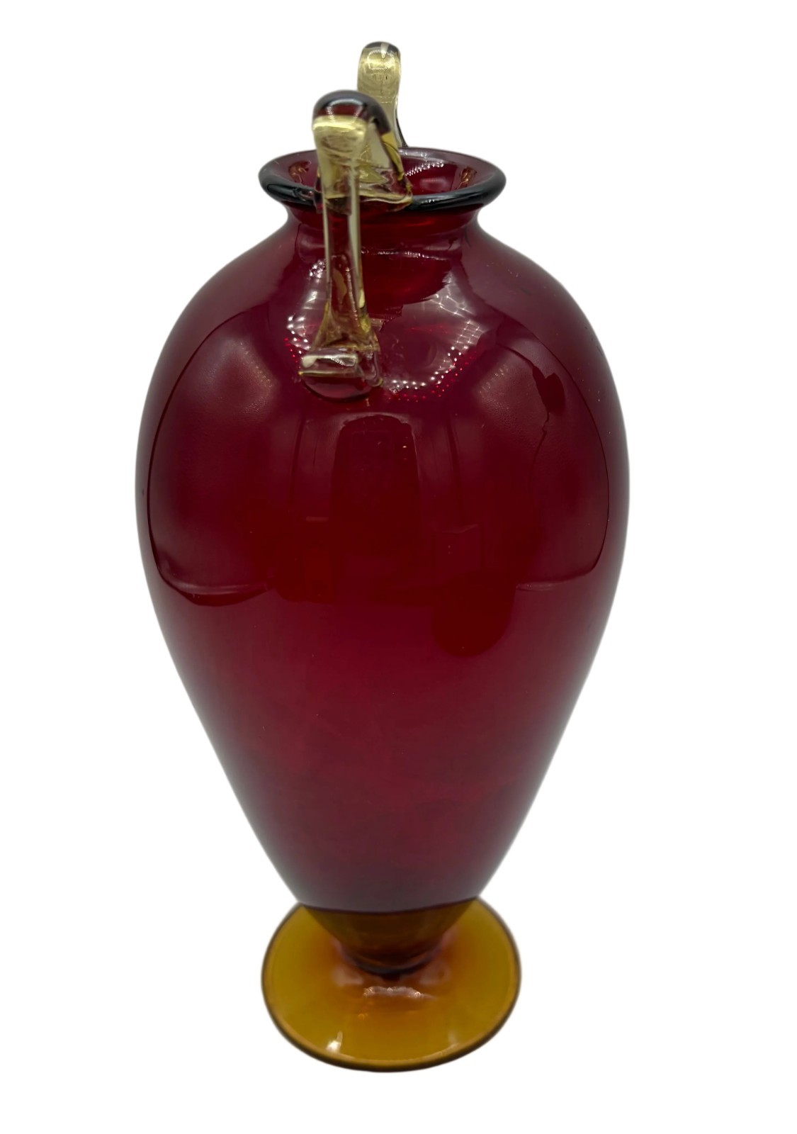 Vintage Hand-Blown Glass Vase Crafted in the Classical Amphora Style