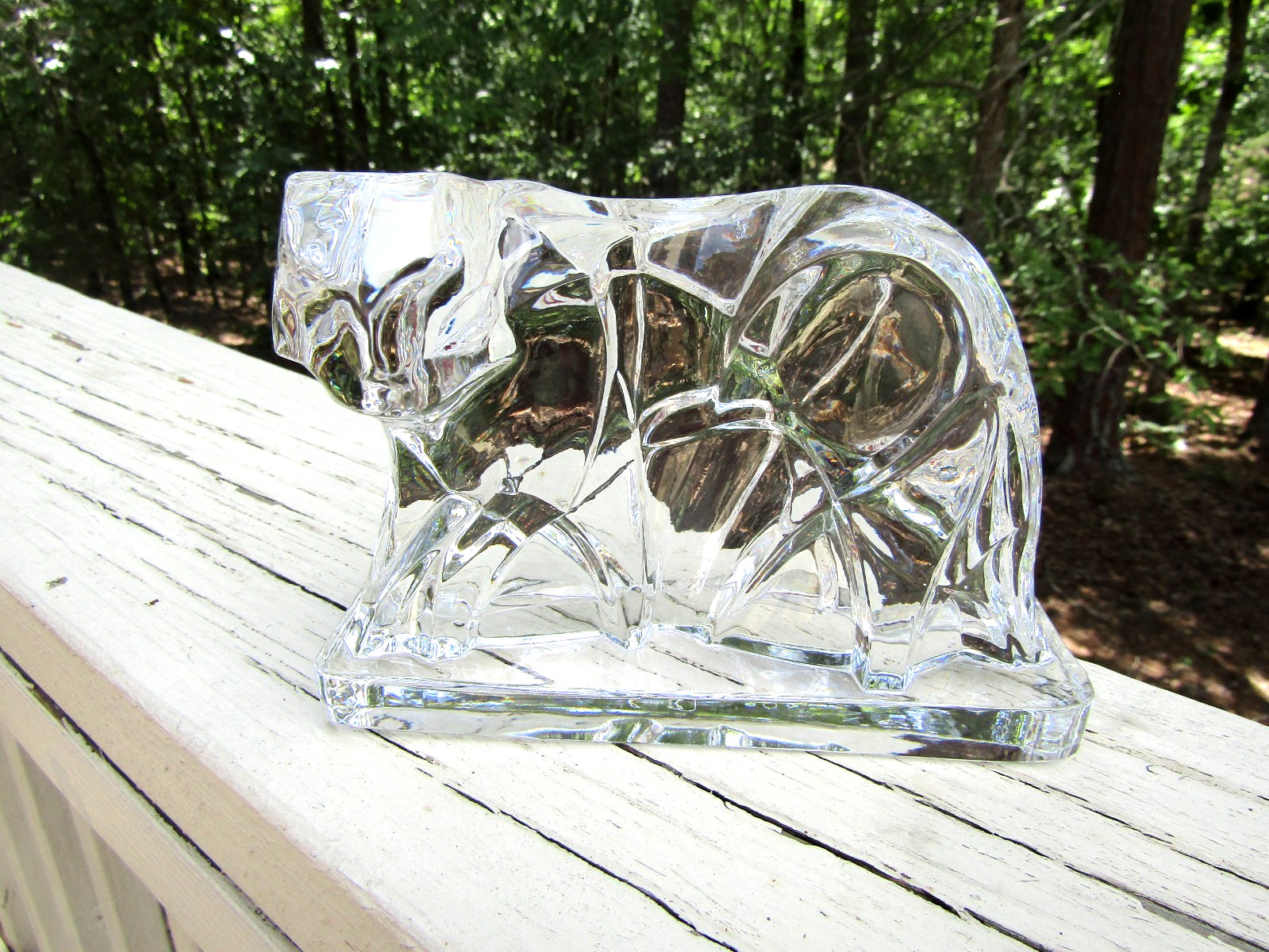 1925 Georges Chevalier / Baccarat / Cubist Crystal TIGER PAPERWEIGHT / FIGURINE