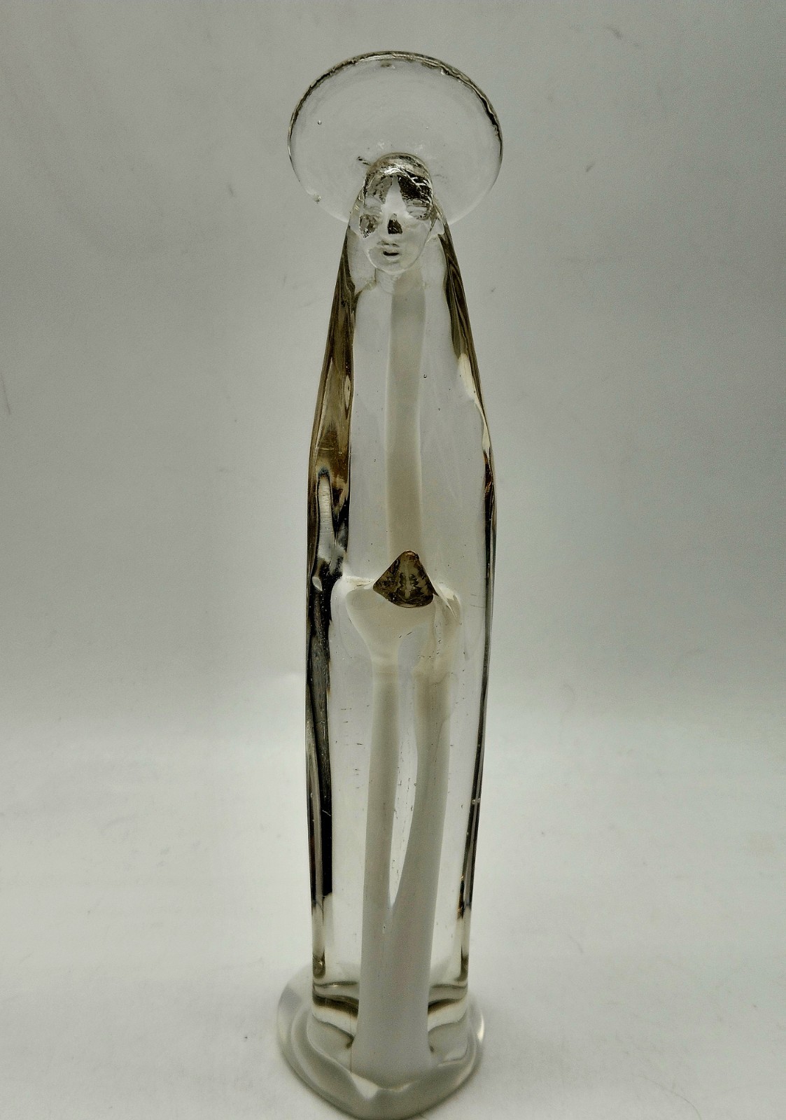 Murano Art Glass Madona Figurine Virgin Mary Paperweight Figure White Filling
