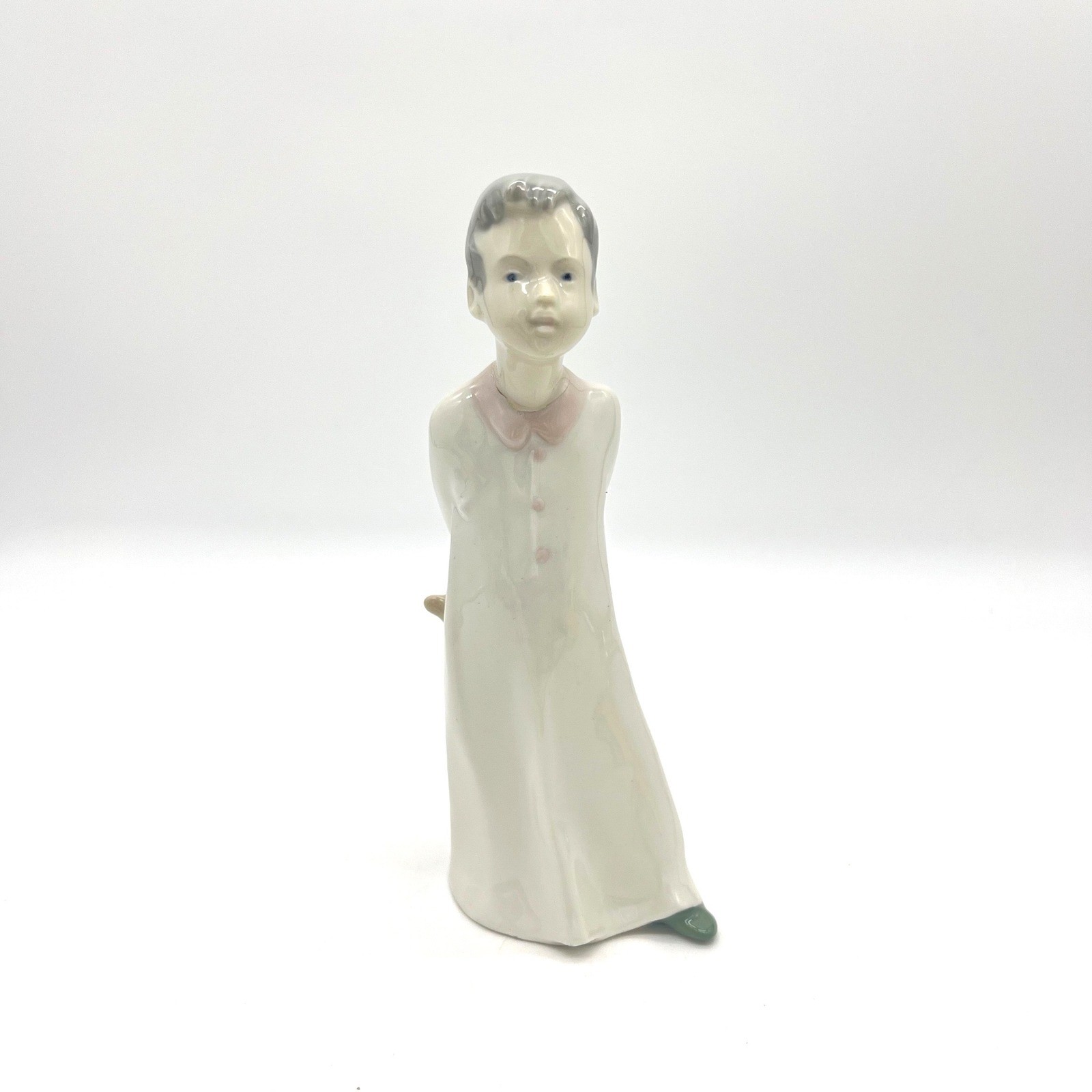Graefenthal Germany Porcelain Boy in Nightgown with Teddy Bear Figurine 25
