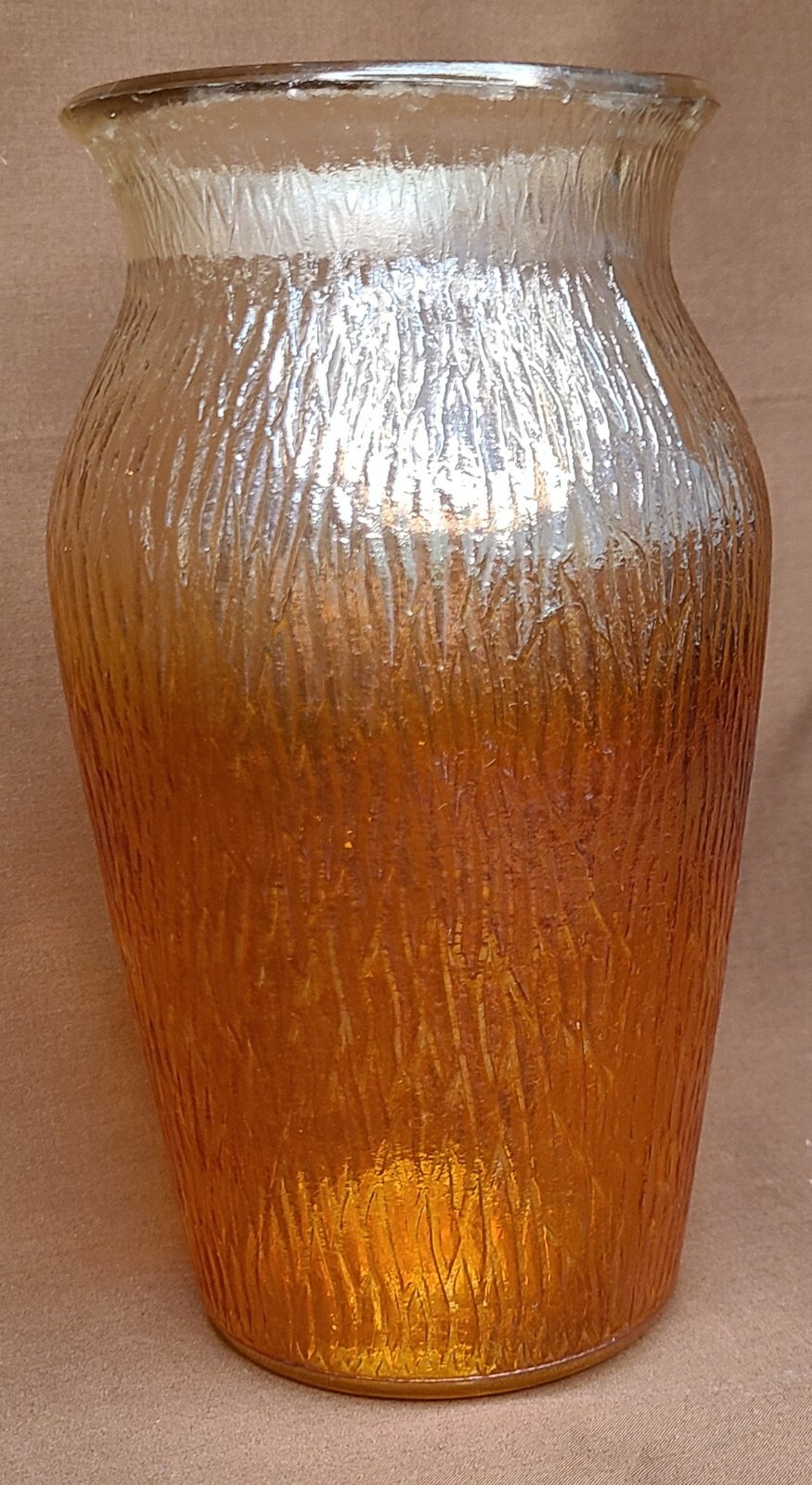 VASE Carnival Glass Pattern Tree Bark 100+ yrs old Antique