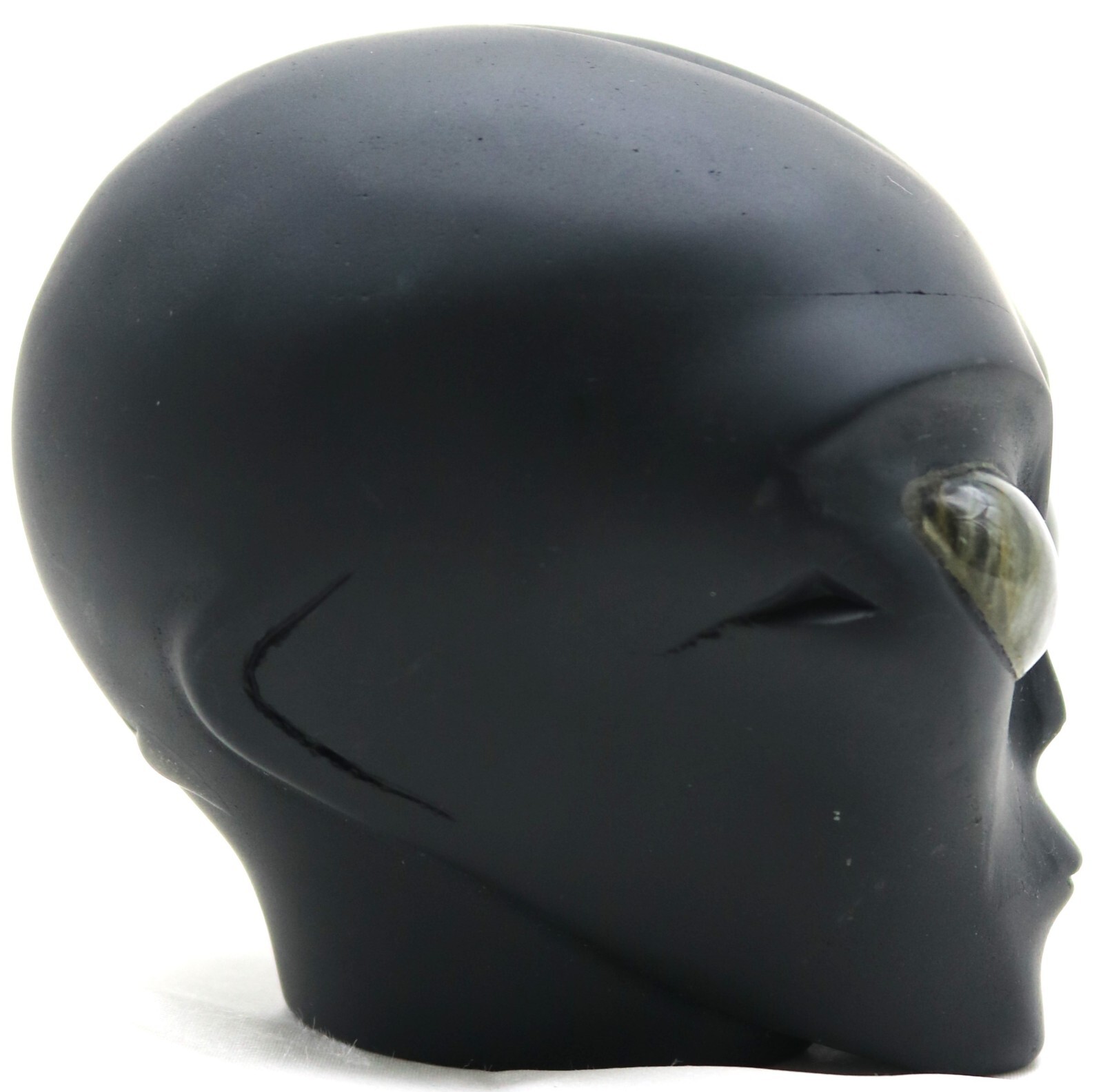 BEAUTIFUL Black OBSIDIAN Crystal ALIEN Head Skull Art Paperweight Sculpture XL
