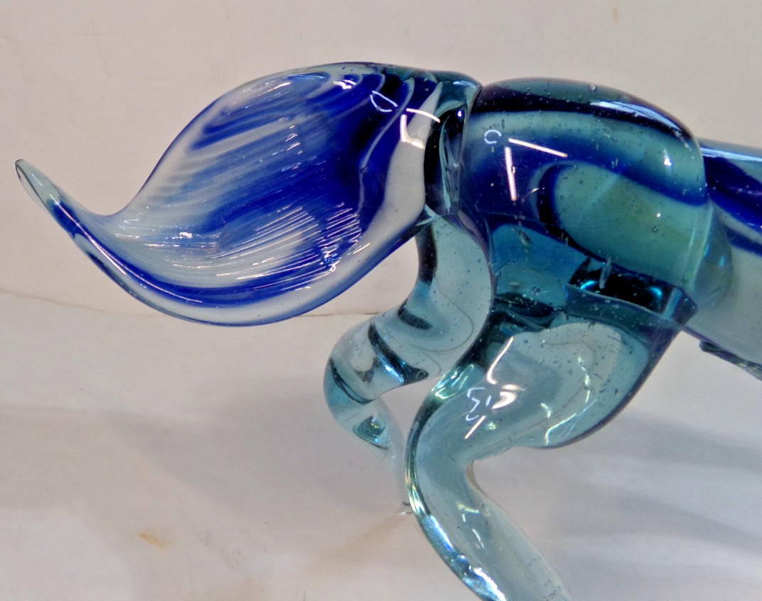 Murano Style Art Glass UNICORN Horse Hand Blown unbranded 12″ long x 7.25″ tall