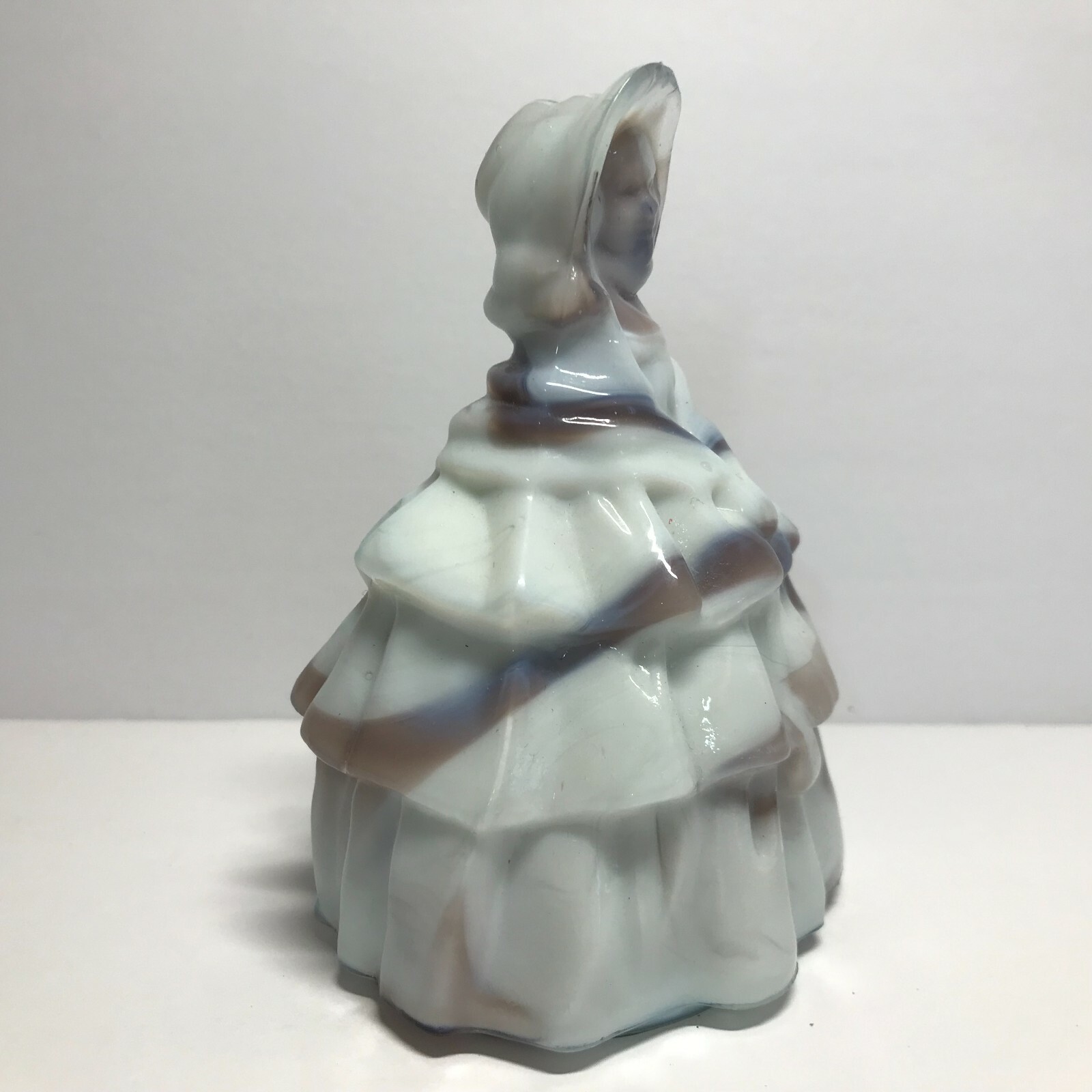 Boyd Art Glass Louise Lady Colonial Figurine Lavender & Lace Purple Slag Glass