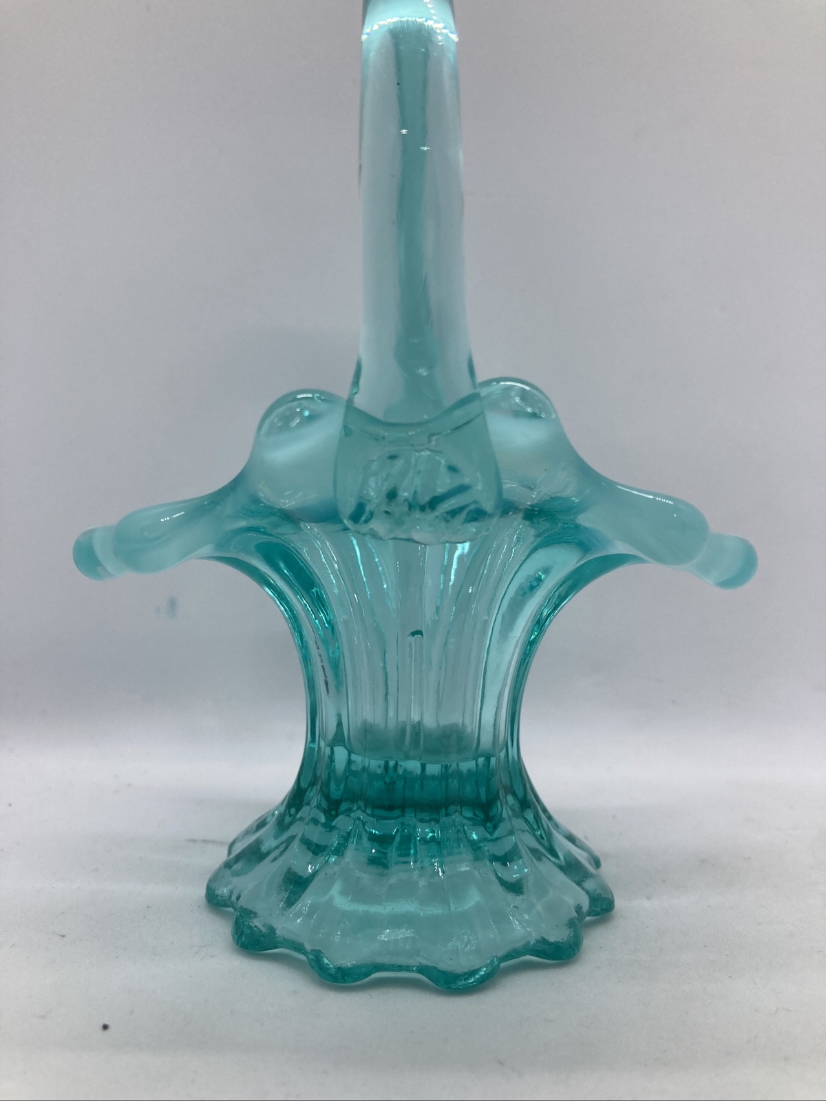 Fenton Art Glass Robins Egg Blue Mini Basket