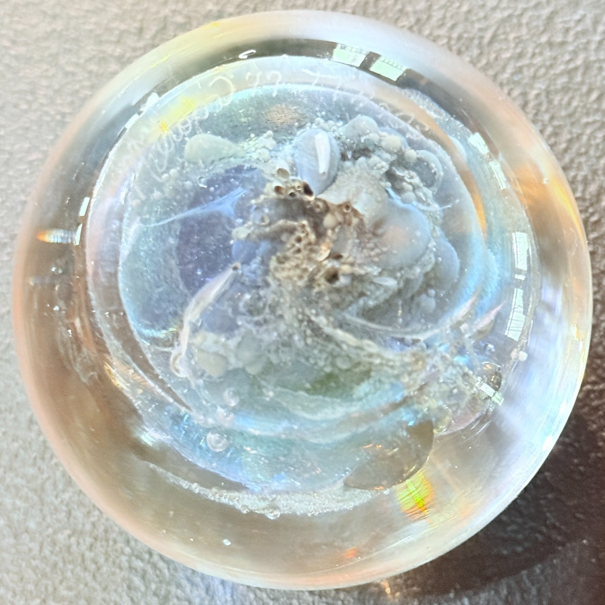 Vintage 1977 Milropa Art Glass Paperweight – Signed “IVA 403”Seascape Coral Reef