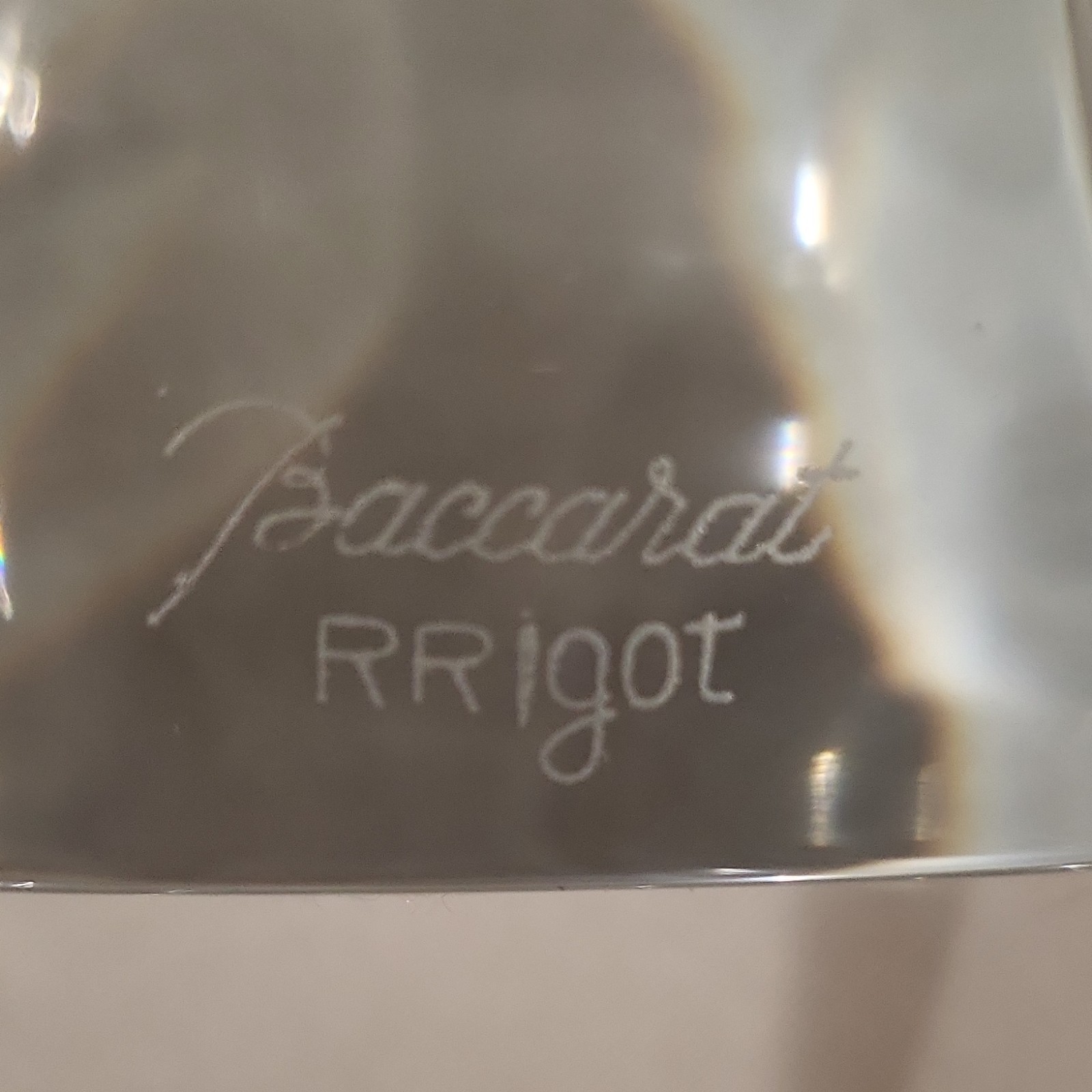 Baccarat Clear Crystal Vase Rrigot Signed Etched Backstamp French 9 in