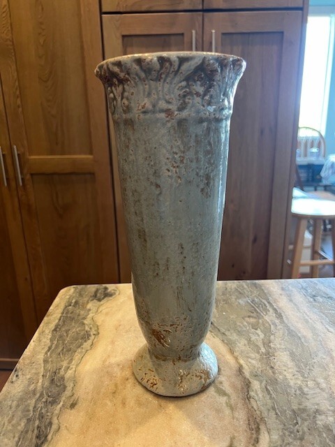 Beautiful Ceramic Trumpet Style Decorative Aqua Glaze Vase – 11.5 inches