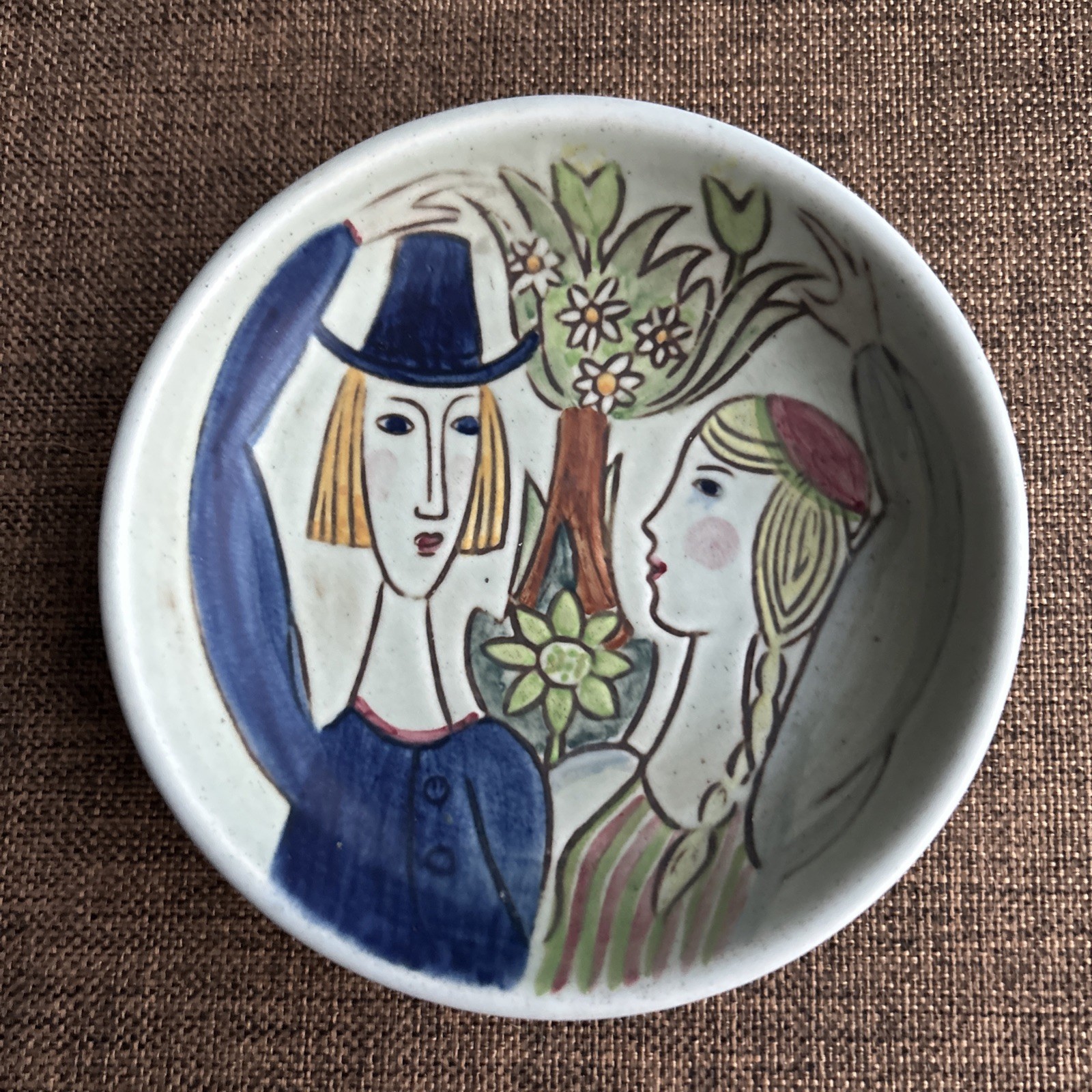 Carl-Harry Stålhane Stoneware Bowl, Swedish Artist for Rörstrand Co., Folk Art